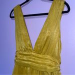 Lulus NEW Peak Party Vibe Mustard Yellow Satin Tiered Tie-Back Midi Dress Large Photo 2