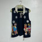 White Stag  Navy Reindeer Vintage Sweater Vest Sz M Photo 2