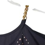 K. Jordan Shirt Womens Large Black Rhinestone Cold Shoulder Chain Strap Batwing Photo 7