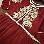 Anthropologie  Crimson Midi Dress with Cream Embroidery Photo 10