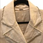 VTG 70’s Unique SILK Ombre White Navy Lined Trench Coat Silver Bling Sz 4/S Black Photo 1