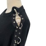 Furst of a Kind  Sweater Knit Open Sleeve‎ Grommet Ring Detail Black Size Medium Photo 4
