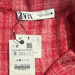 ZARA Shirt Women's Small Red Plaid Tweed Button Long Sleeves Collared Pockets Photo 6