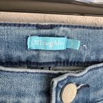 J.McLaughlin Mid Blue Denim Pin Stripe Faux Split Hem Straight Leg Jean Womens 0 Photo 3