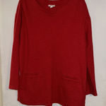 Pure Jill J Jill Sweater Size Medium Boat Neck‎ Red with Decorative Pockets Photo 0