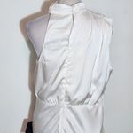 Lulus White Satin Mock Neck Midi Dress NWT Size Large White Cocktail Dress Photo 5