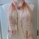 Maurice's Dainty Ethereal Floral Lace Scarf in Blush Pink w/ Tassels Photo 0