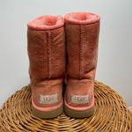 UGG  Classic‎ Short 5825 Leather Sheepskin Lined Winter Boots Pink Coral Orange 7 Photo 3