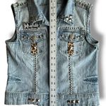 Custom Made Battle Vest Def Leopard 170 Studs Patches Rock Metal Denim Jacket M Blue Size M Photo 6
