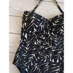 Nip Tuck Swim One Piece Swim Suit Metallic Textured Leaf Black and White US 12 Photo 1
