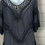 Dreamers  Boho Crochet Gray Top size L Photo 4