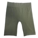 Bozzolo Olive Green Seamless Ribbed Biker Shorts Photo 0