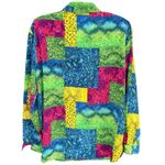 A8 VTG Teddi Womens Small Patchwork Snake Leopard Print Button Up Shirt Top Green Size undefined Photo 6