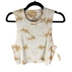 Aerie Womens Rebel Cropped Tank Top Tie-Dye Ribbed Beige & White XL Photo 0