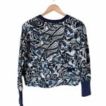 Joie  Sweatshirt Crop Jersey Top Paisley Blue Navy Trim Thumbholes Long Sleeve S Photo 1