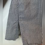 Talbots  Cotton Shirt Gray White Stripe Embroidered Sleeves L Tunic Tee Boho Photo 4