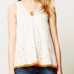 Anthropologie Vanessa Virginia Women's Daisy Lace Orange Cream Boho Tunic Photo 0