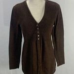 Sarah Spencer Wool Blend Brown V Neck Cardigan Sweater Size Large Photo 0