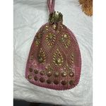 Vintage Hand Made Beaded Cloth Bag Drawstring Pouch Beggars Bag Photo 4