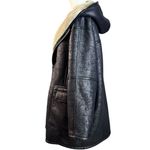 Free People Oversized Sherpa Hoodie Miller Vegan Chunky Jacket Coat Black Large Photo 9