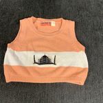 Vintage Mixed Blues Knit Crop Vest Size M Pink Size M Photo 0