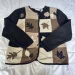 Croft & Barrow  Womens Medium Wool Rabbit Fall Leaf Harvest Cardigan Sweater Y2K Photo 0