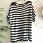 Boat neck off shoulder striped short sleeve knit sweater.l Multi Size L Photo 1