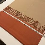 None Minimalist two-tone faux cashmere scarf/wrap with fringed edges, cream/orange Photo 5