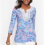 Talbots Bright Flowing Floral Lace Trim Tunic Beachy Casual Colorful Size 1X Photo 1
