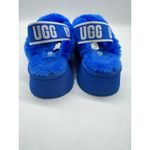 UGG  Disco Cross Slide Sandals Blue Fluffy Fur Platform Shoes Women’s Size 5 Photo 5