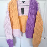 Wild Fable NWT Purple Orange and Pink Color block Baggy Knit Cardigan MEDIUM Photo 0