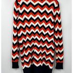 Michael Kors Womens Medium Chevron Cardigan Sweater Orange White Navy Blue Photo 6