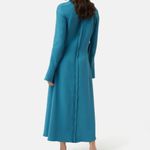 Jigsaw Japanese Crepe Shirt Dress Size US 4 Long Sleeve Maxi Dusty Blue Photo 3