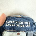 American Eagle  Super High Rise Baggy Wide Leg Jeans Size 16 Short Raw Hem Photo 3