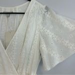 Joie NWT  White Eyelet Lace Short Sleeve Belted Faux Wrap Midi Dress Size 4 Photo 5