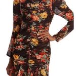 Veronica Beard  Hedera Silk Floral Ruched Mini Dress‎ Oxblood Long Sleeve 6 NWT Photo 0