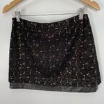 Diane Von Furstenberg DVF  Black Lace Leather Trim Barneys NY Mini Skirt Size 2 Photo 4