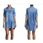 Bella Dahl  Dress Womens Small‎ Blue Chambray Denim Long Sleeve Frayed Hem Mini Photo 1