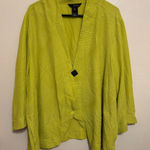 Ali Miles Citron Textured Open Front Jacket Cardigan 3X NWT Green Photo 0