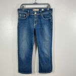 BKE Denim Harper Jeans Womens Size 32 Cropped Blue Denim Embroidered Pockets Photo 1