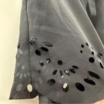 Brandy Melville  Black Floral‎ Laser Cut Eyelet High Rise Drawstring Shorts OS Photo 6