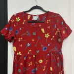 Vintage Red Floral Dressing Clio Dress Petite Medium Pockets Cottage Kidcore Size undefined Photo 2