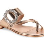 SJP by Sarah Jessica Parker Jinx Crystal Buckle Flat Sandals Gold Size 9 Photo 0