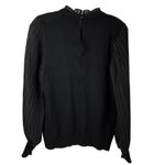 Sioni Women's Black Sheer Pleated Sleeve Mock Neck Blouse Size M Size M Photo 2