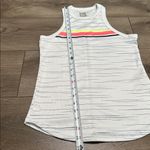 Lucky in Love Royale Stripe Rib Tennis Tank Top White Orange Size Small Photo 7