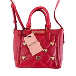 Juicy Couture NWT Red Quilted Mini Tote with Gold Heart Studs Crossbody Bag Photo 4