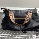 Betsey Johnson Black leather, leopard print strap  bag Photo 1