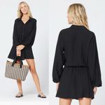 l*space L* Black Amelia Dress Long Sleeve Mini Black XS summer cover up minimalist Photo 1