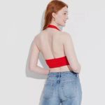 Wild Fable ButterBliss Red Halter Tank Top Womens M Plunge Neck Party Y2K NEW Photo 1