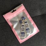 Felt Fabric, Rhinestone & Beaded Beer Bottle Earrings, Purple, White, Gold Photo 15